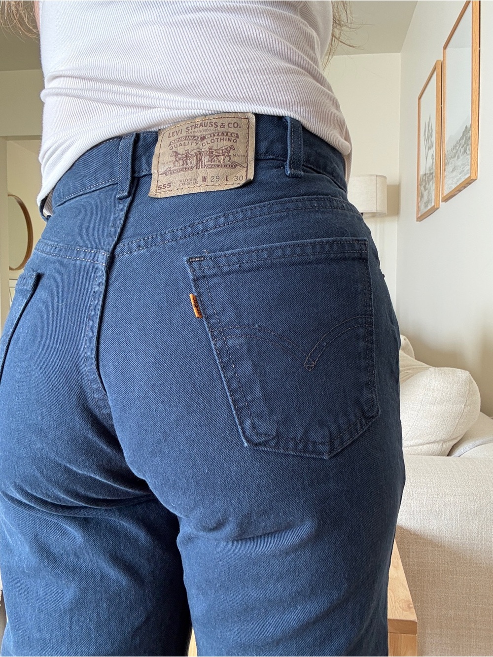 Vintage Levi's Men's Jeans in Deep Blue - orange tab fits like women’s 27
